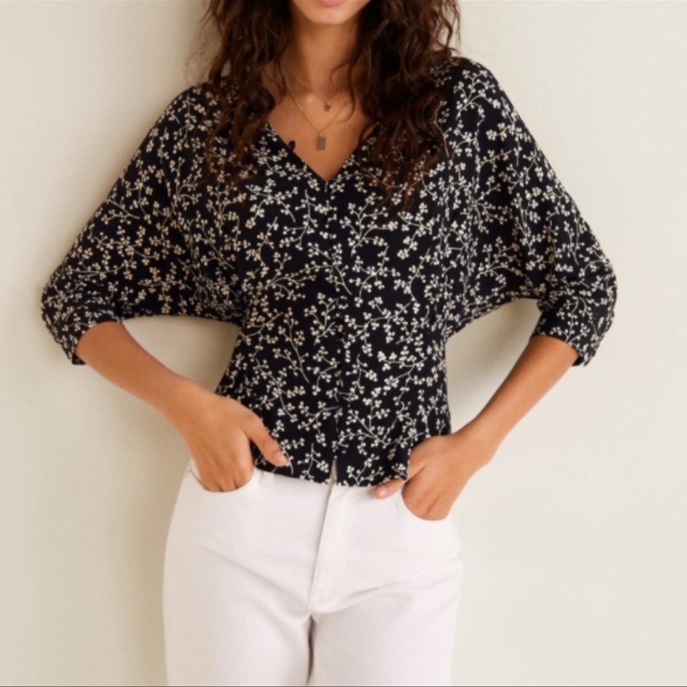Mango Floral print blouse size S